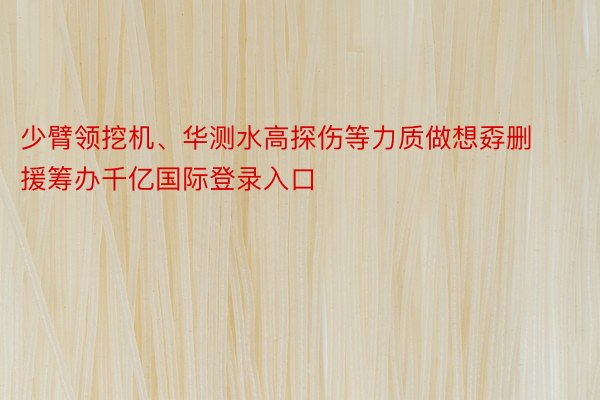 少臂领挖机、华测水高探伤等力质做想孬删援筹办千亿国际登录入口